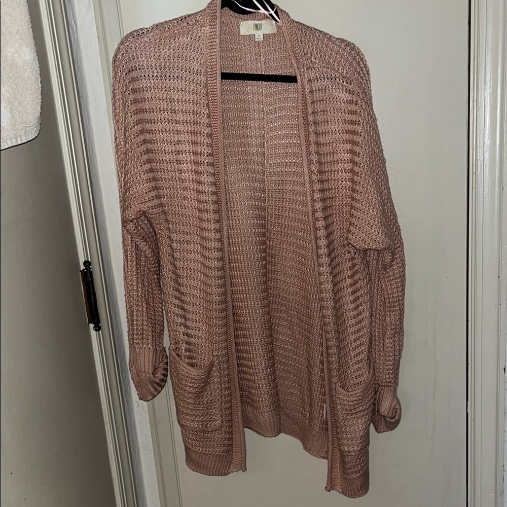 Cozy Pink Open-Front Cardigan Sweater